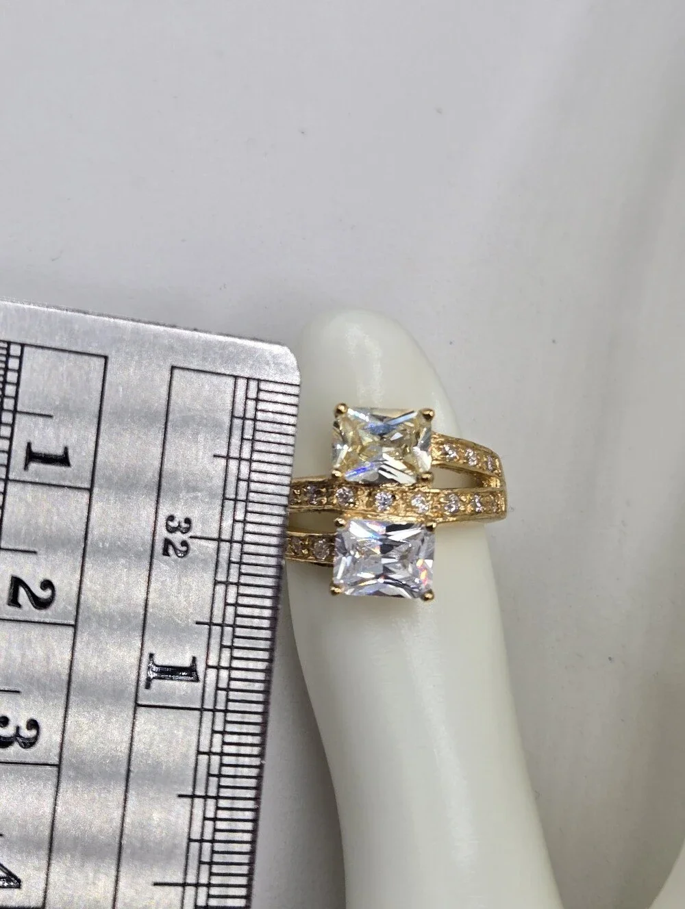 Swarovski Crystal Elements Gold Statement Ring Light Yellow Citrine Clear Size 7